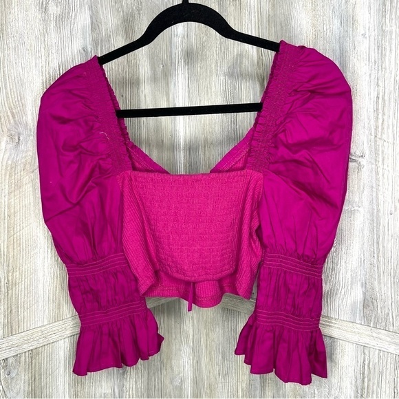 Urban Outfitters Roxy Crop Puff Sleeve Blose - Picture 4 of 5